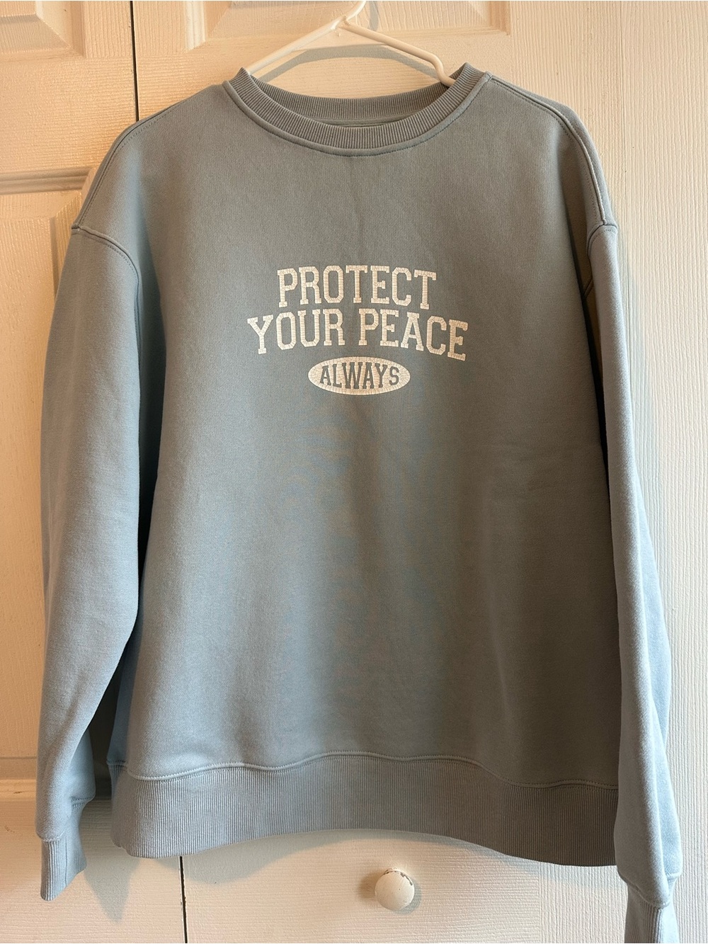 Protect Your Peace Always Crewneck Cotton Blend Soft Sweatshirt - Light Blue